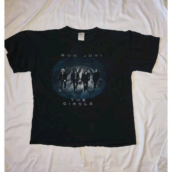 5/$25 Bon Jovi The Circle Tour 2010 Large Concert Tour T-Shirt Tee Gliden - Picture 1 of 5